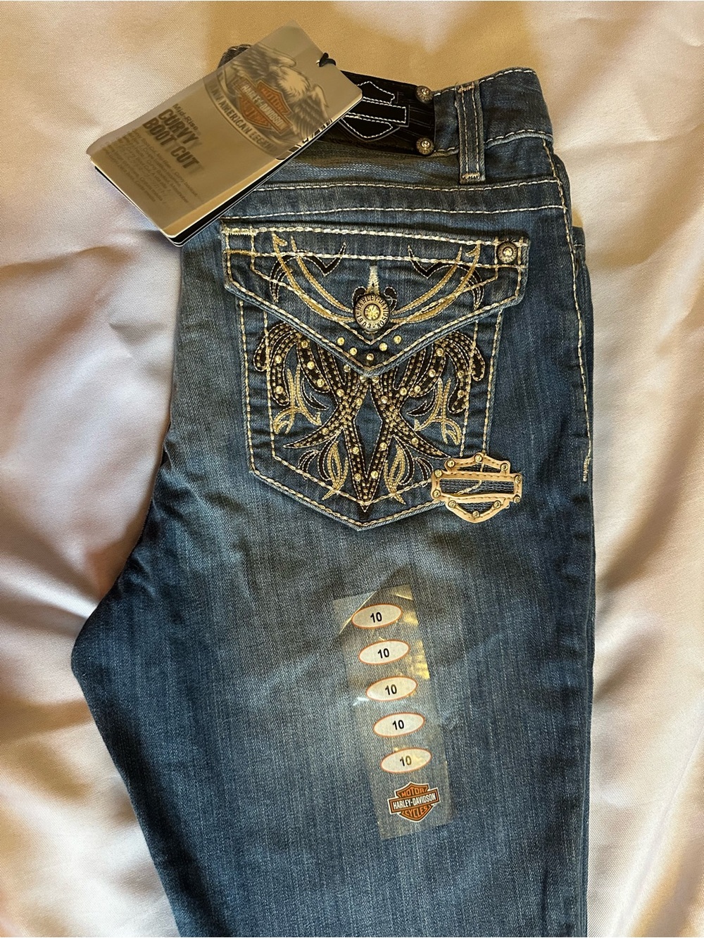 Harley-Davidson Blue Embroidered Pocket Women’s Jeans - Picture 5 of 10